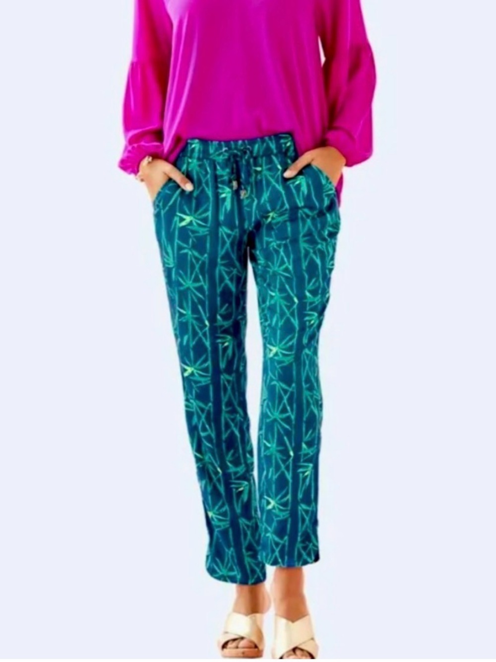 Lilly Pulitzer Piper Crop Pants Bamboo Print Crop Pants - Picture 1 of 8